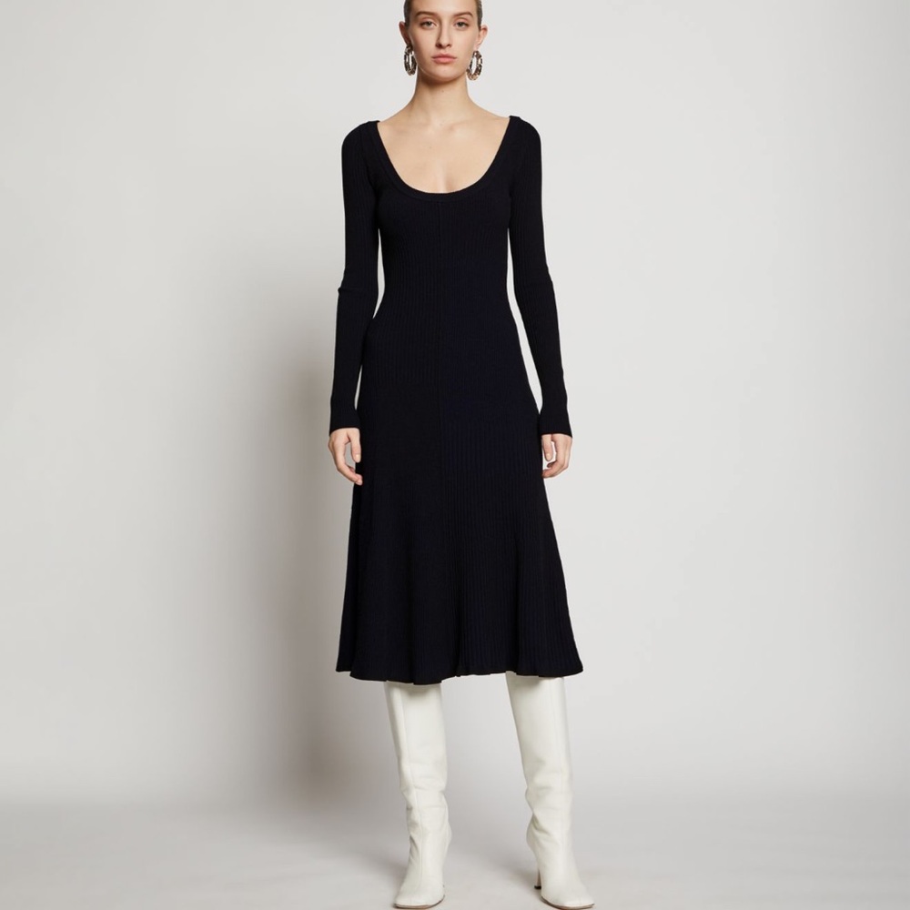 Proenza Schouler matte viscose patchwork dress - large - black/navy